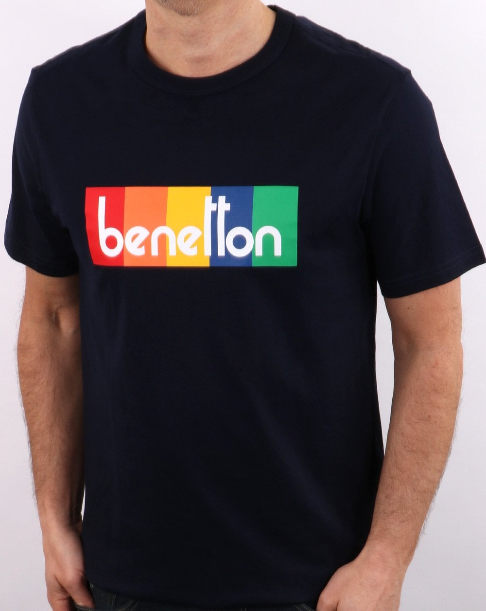 Benetton Box Logo T Shirt Dark Navy