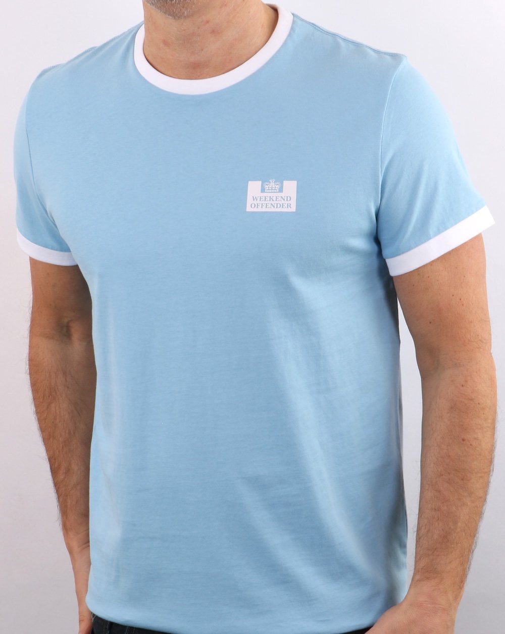 Weekend Offender Ringer Tee Sky/white
