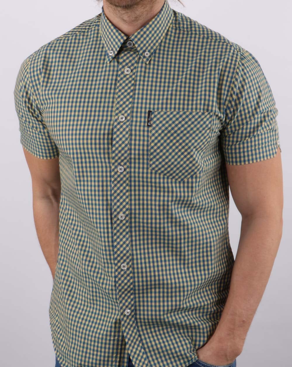 Ben Sherman Gingham Short Sleeve Shirt Yellow