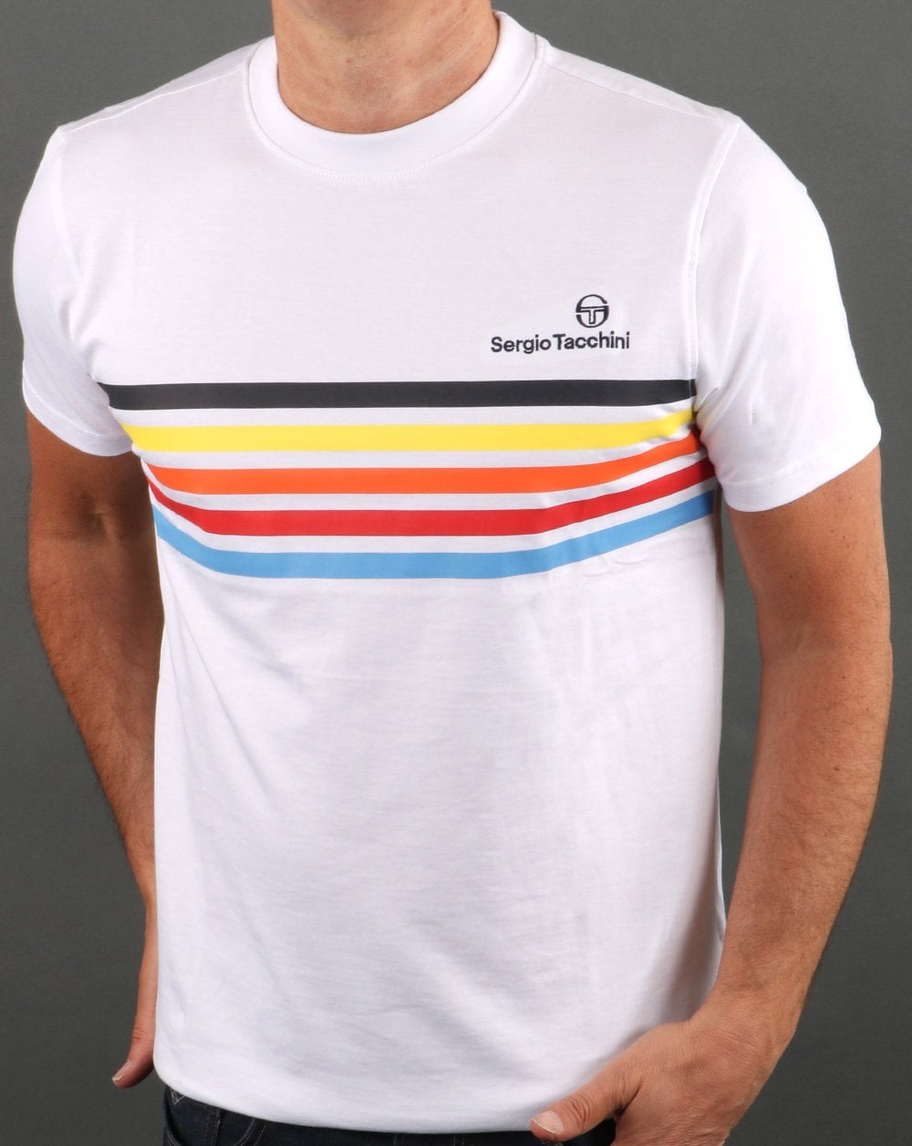 Sergio Tacchini White Multi stripe T Shirt