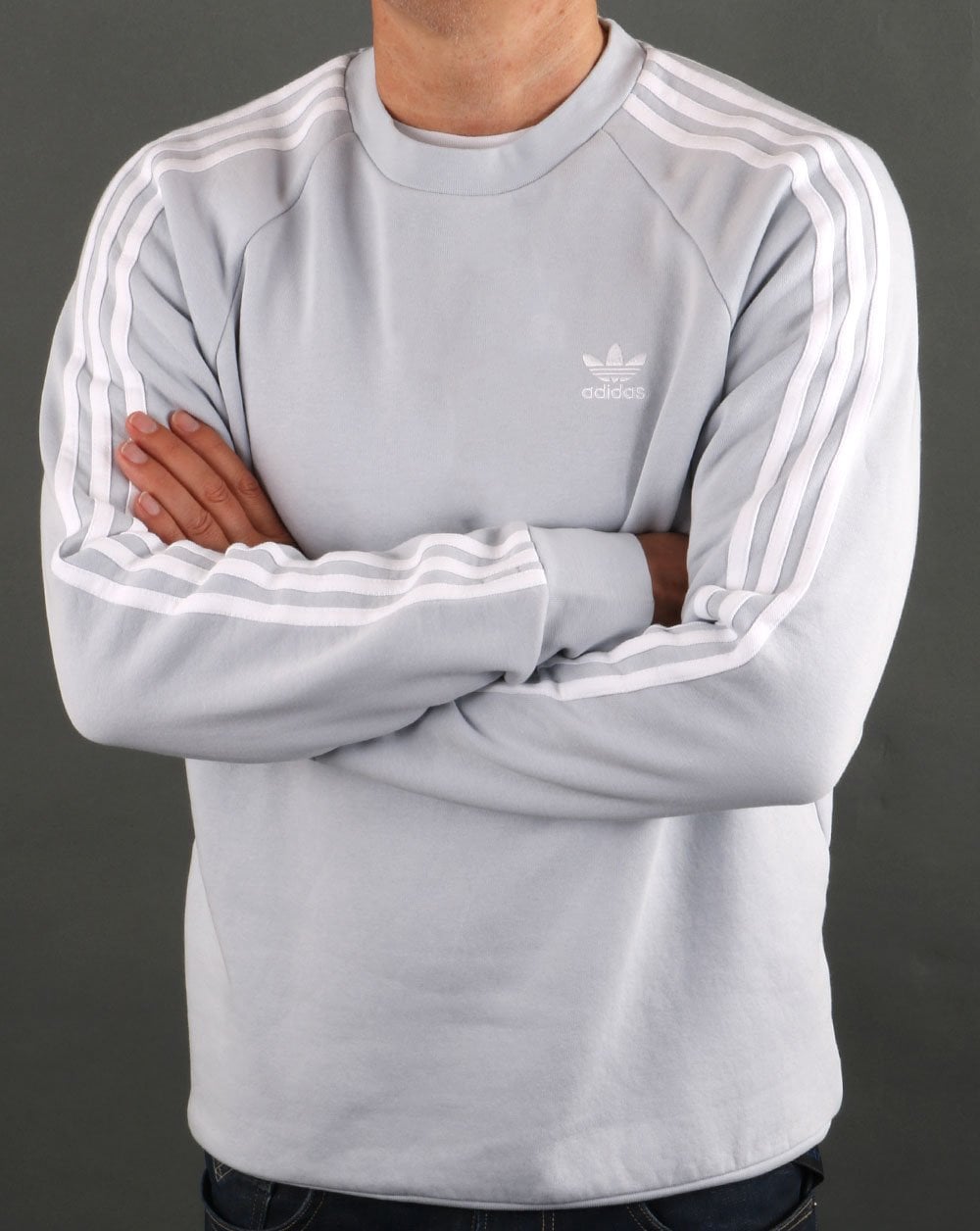 Adidas Originals 3 Stripes Crew Sweat Ice Blue