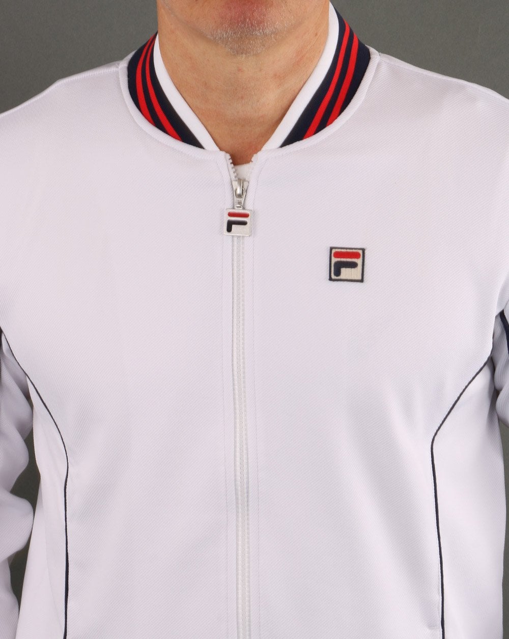Fila Vintage Retro Track Top White Navy Red
