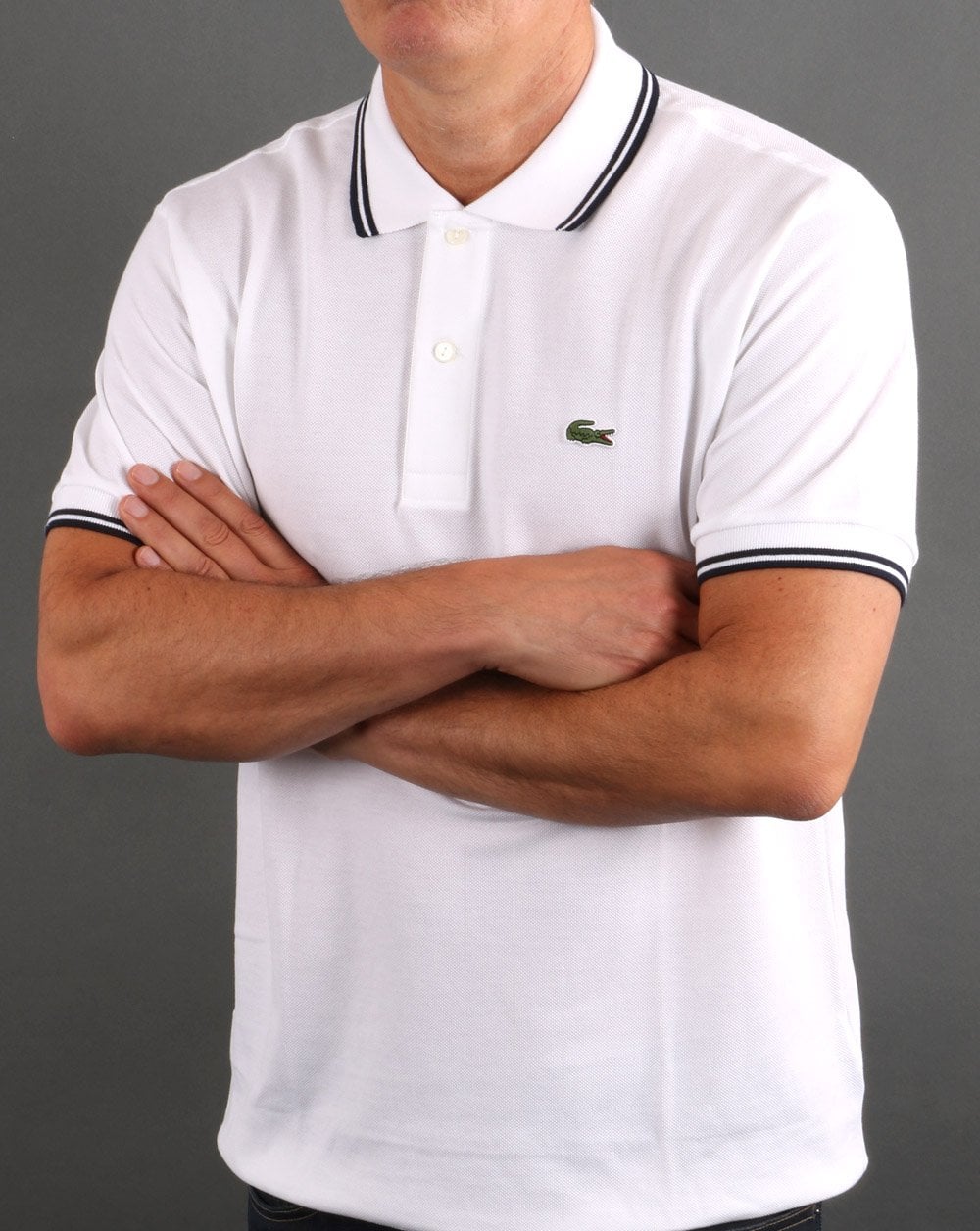 Lacoste Tipped Polo Shirt White/Navy