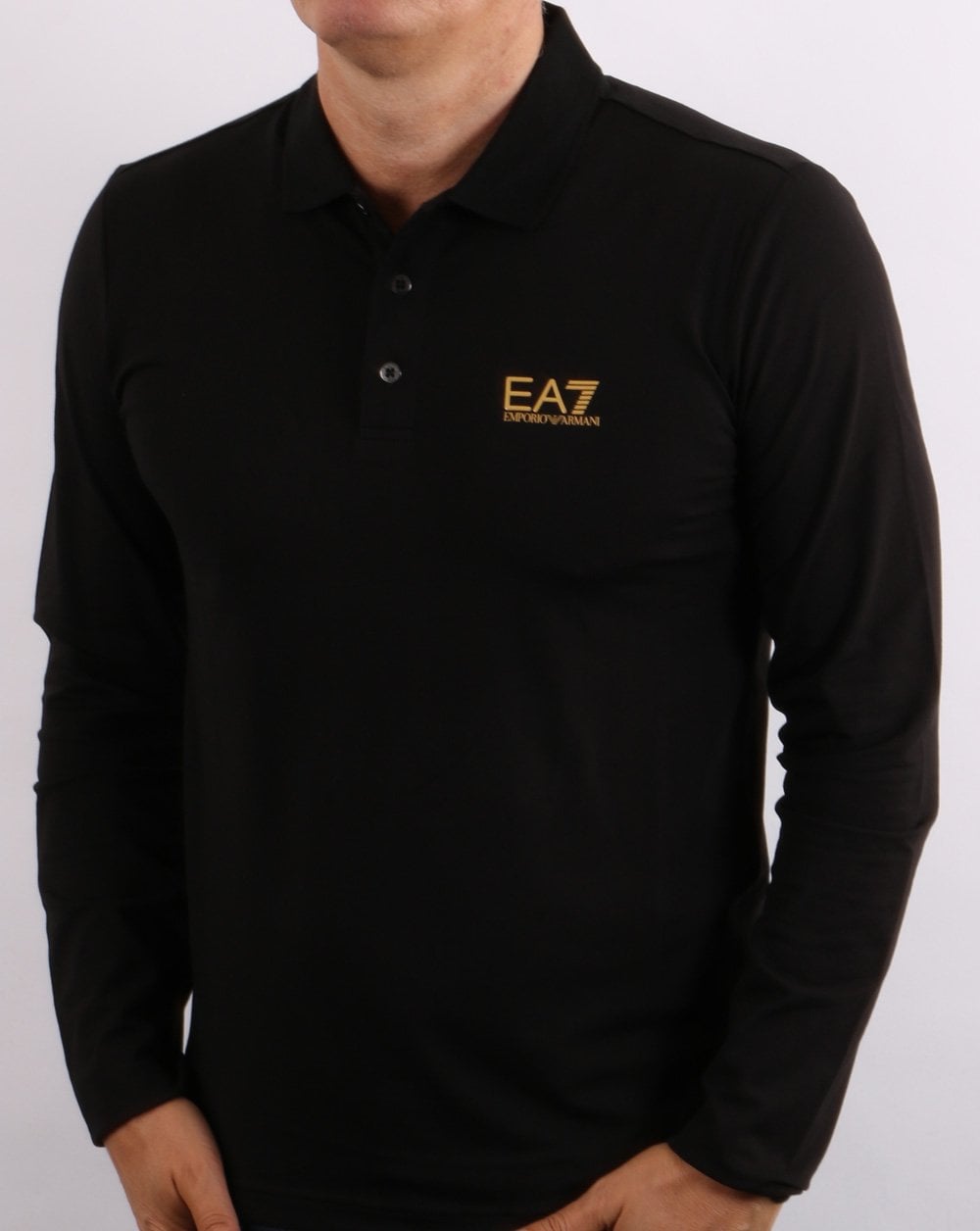Emporio Armani EA7 Long Sleeve Polo Shirt Black