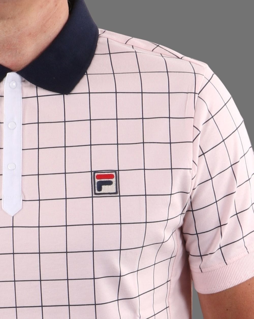 Fila Vintage Check Polo Shirt Chalk Pink/navy