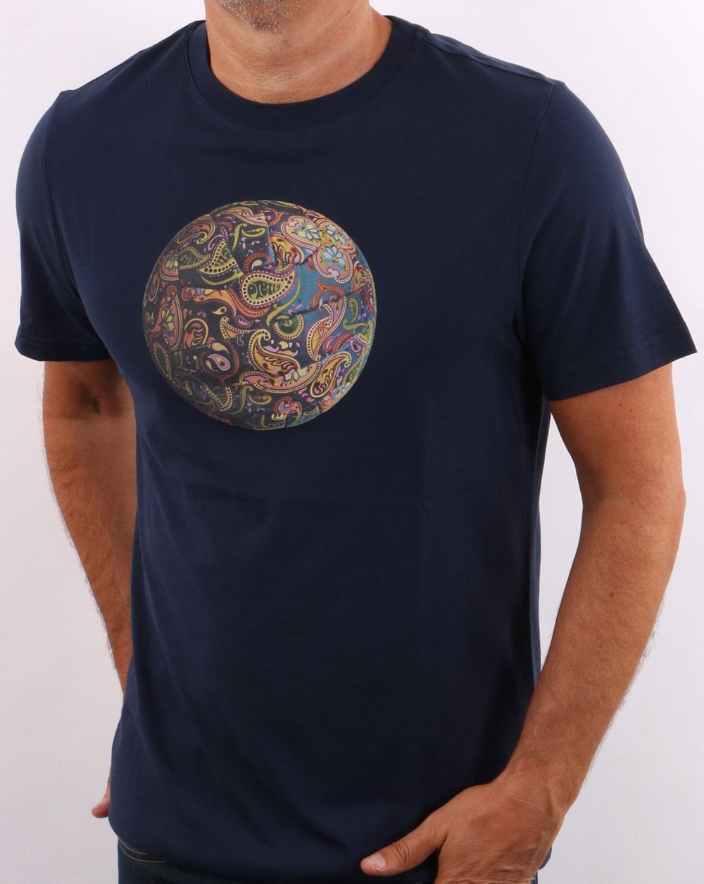 Pretty Green Paisley Football T-shirt Navy