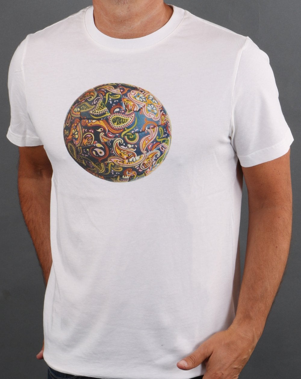 Pretty Green Paisley Football T-shirt White
