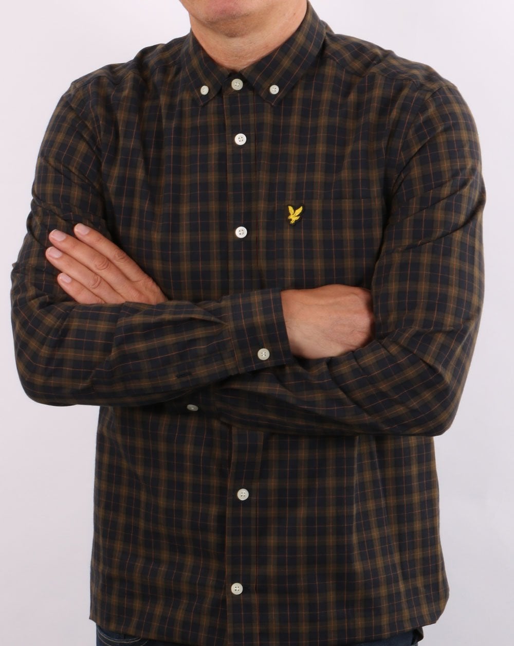 Lyle & Scott Check Poplin Shirt Navy/Olive