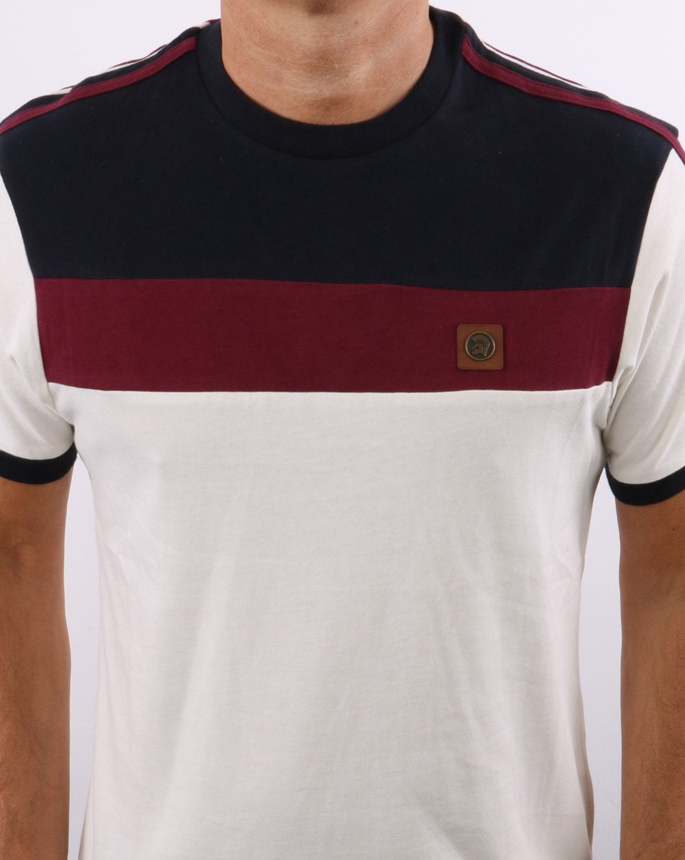 Trojan Colour Block T-shirt Ecru