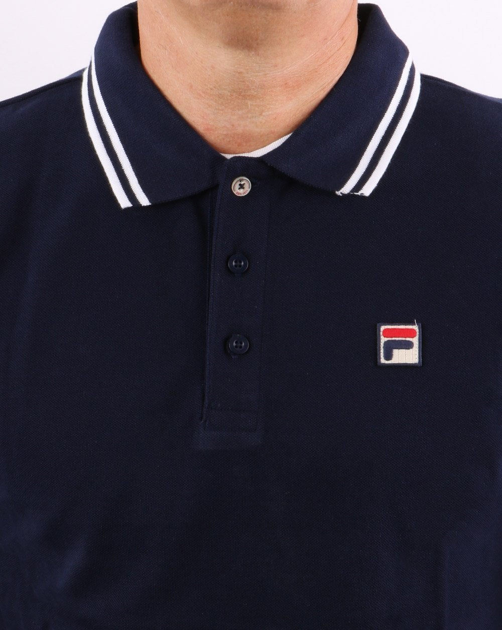 Fila Vintage Tipped LS Polo Shirt Navy/white