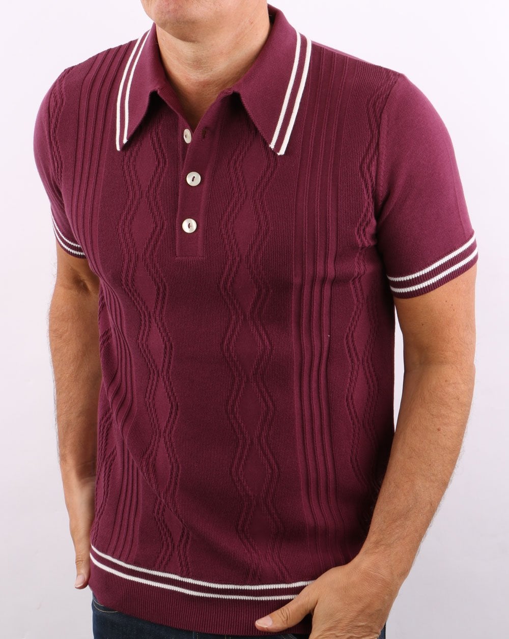 Ska & Soul Pointelle Knit Polo Port