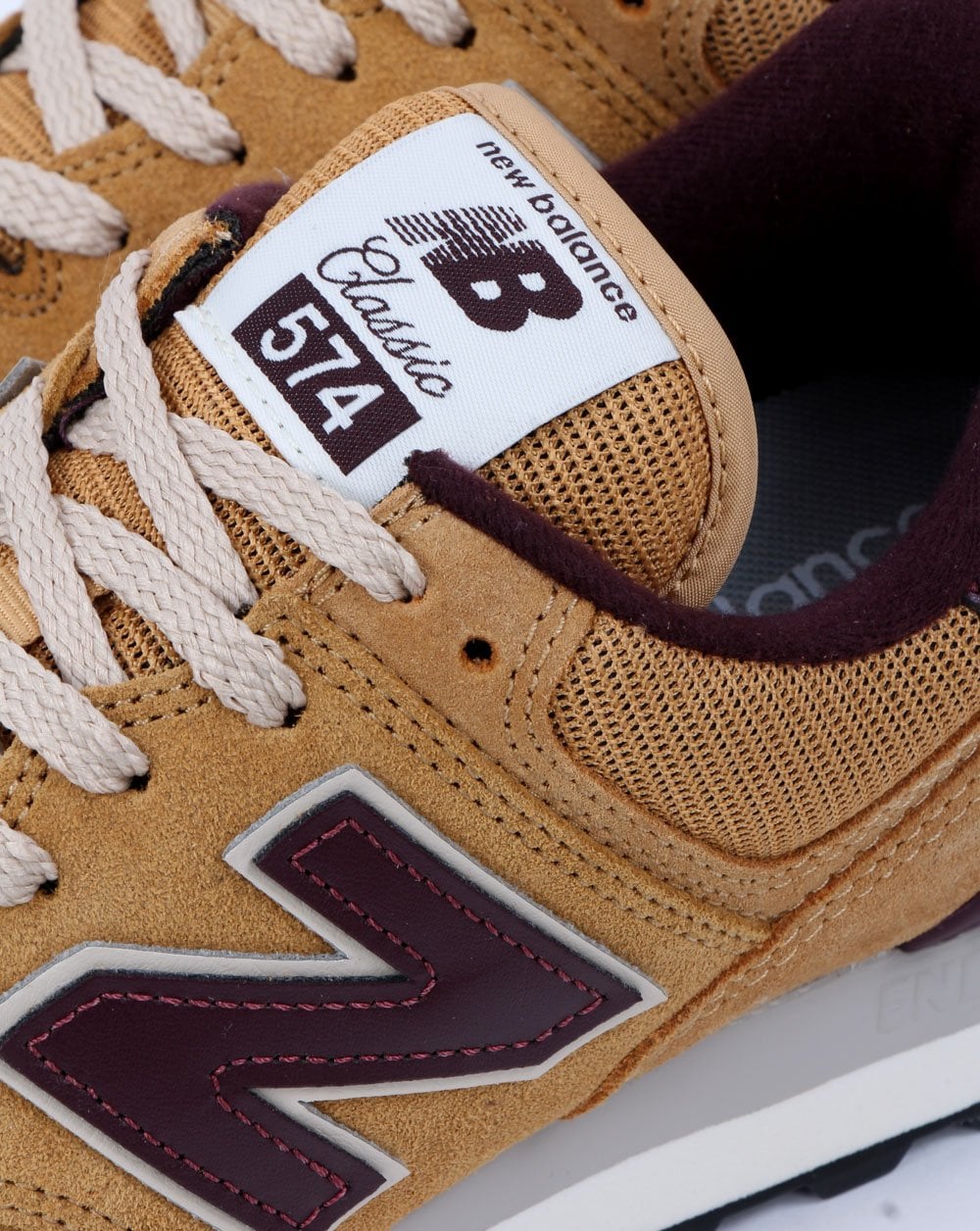 New Balance 574 Trainer Tan/burgundy