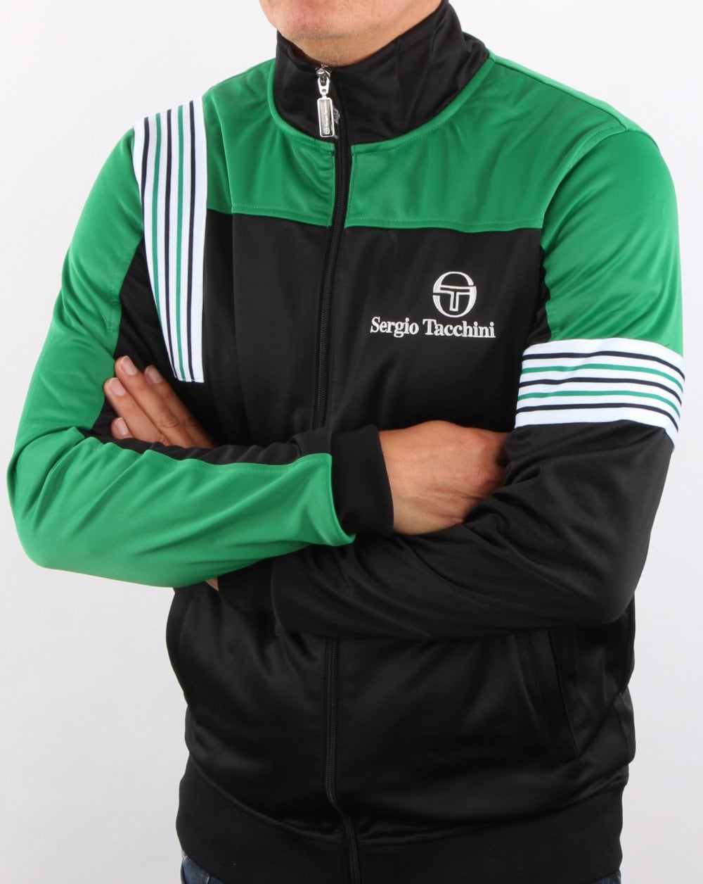 Sergio Tacchini Wilander Track Top Black/Green/White