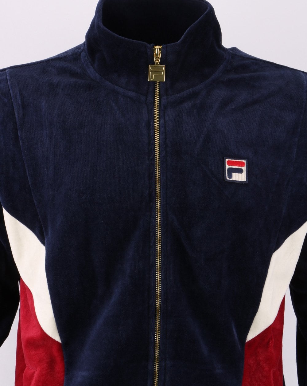 Fila Vintage Lane Velour Track Top Navy/Dark Red