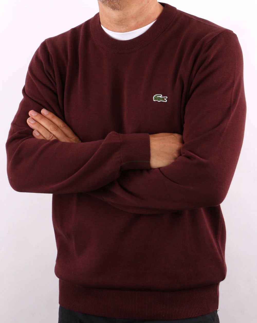 Lacoste Crew Neck Jumper Deep Burgundy