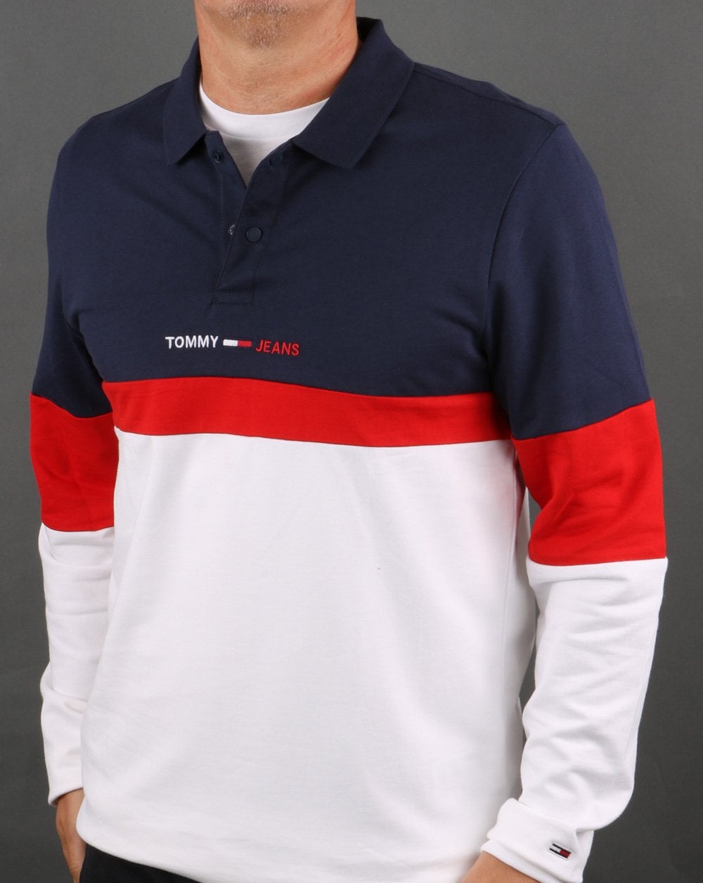 Tommy Hilfiger Colour Block Rugby Polo Navy/Red/White