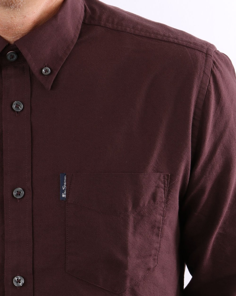 Ben Sherman Long Sleeve Oxford Shirt Burgundy