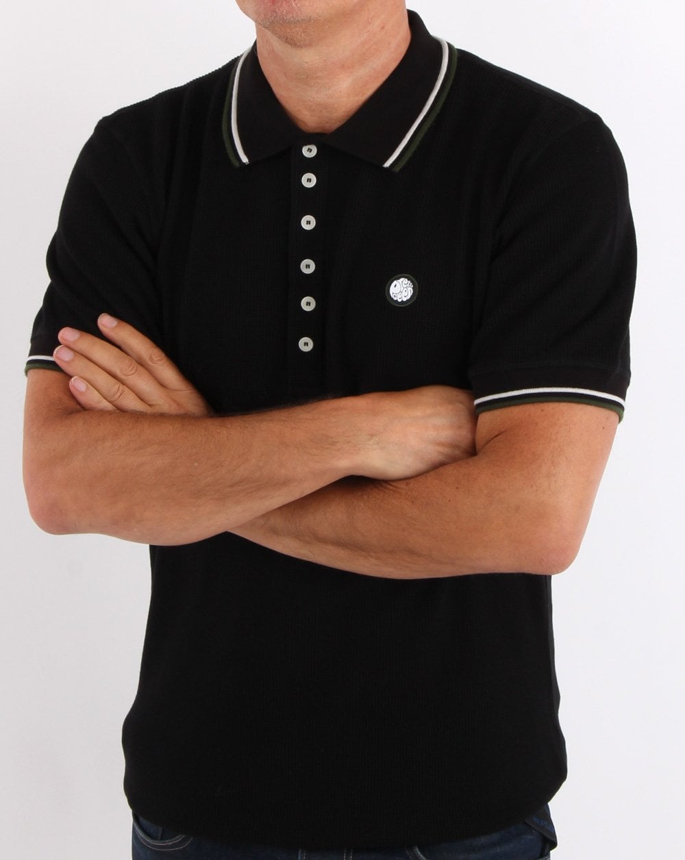 Pretty Green Waffle Polo Black