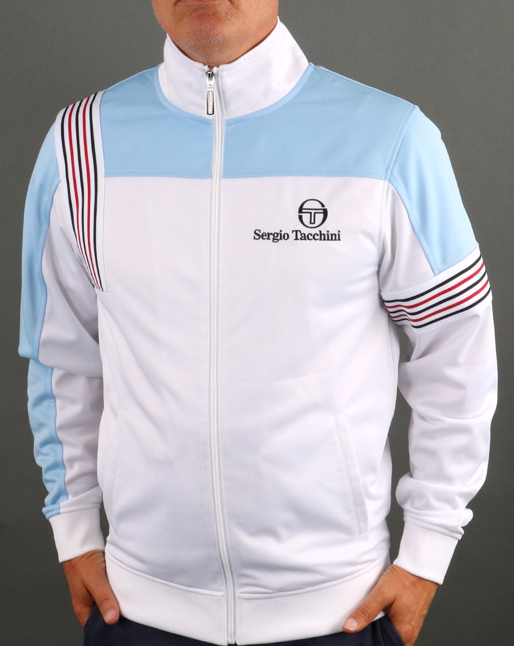 Sergio Tacchini Wilander Track Top White Sky