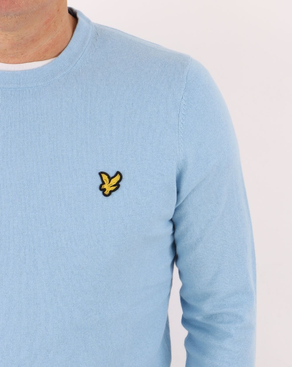Lyle & Scott Cotton Merino knit Crew Sky Blue