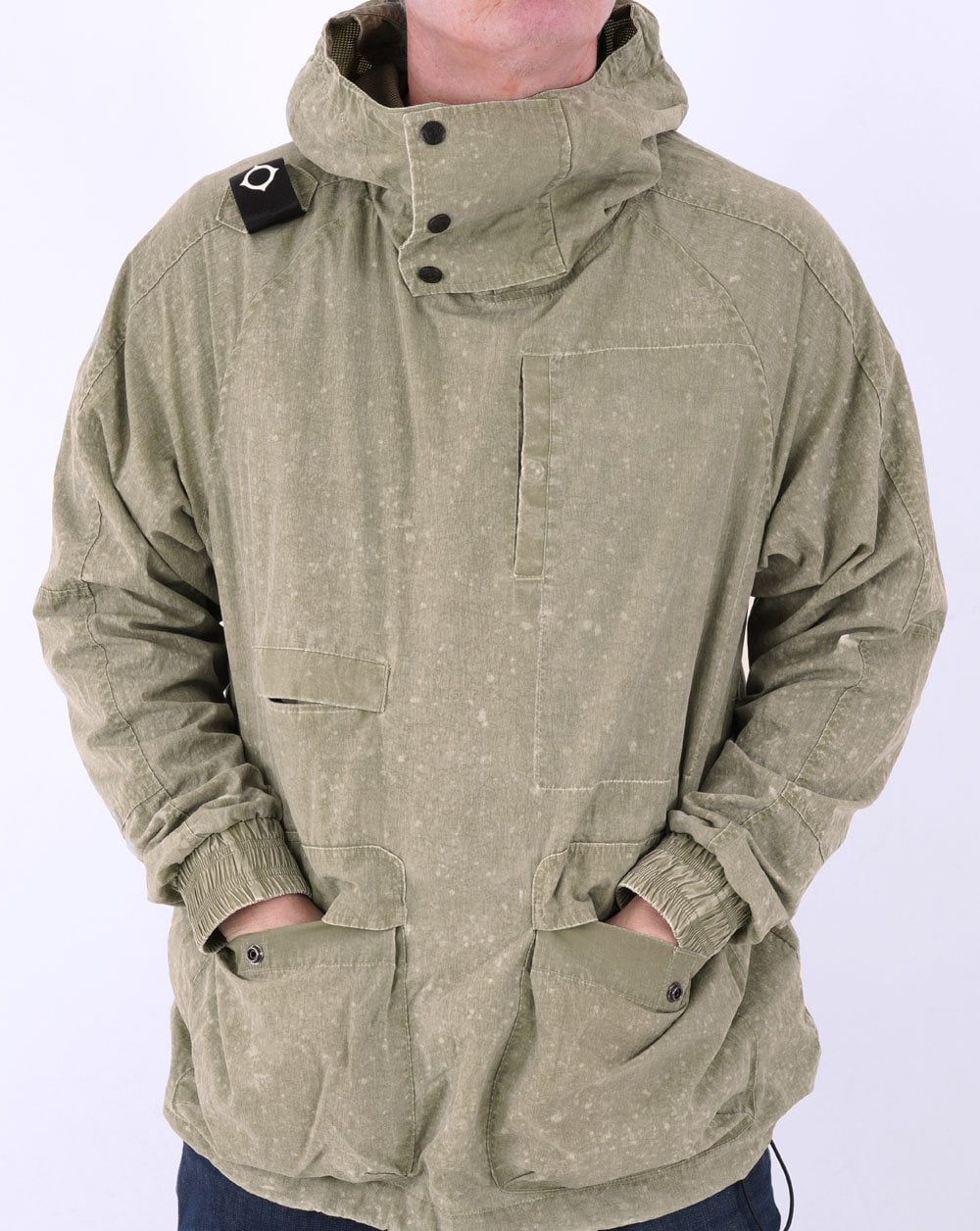 MA.STRUM Acid Wash Smock Green