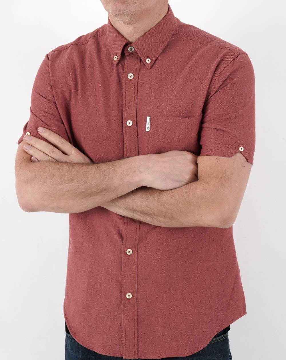 Ben Sherman Short Sleeve Oxford Shirt Dark Pink