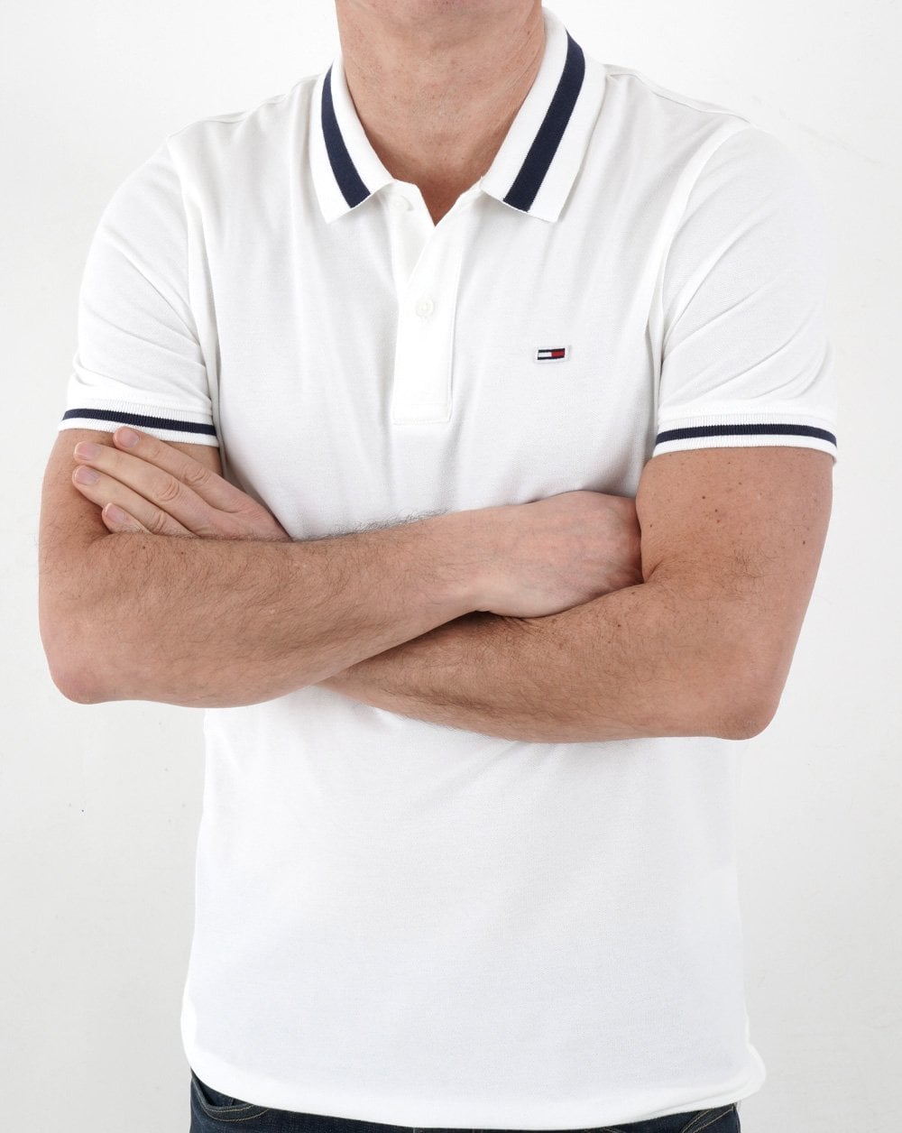 Tommy Jeans Tipped Stretch Polo Shirt White