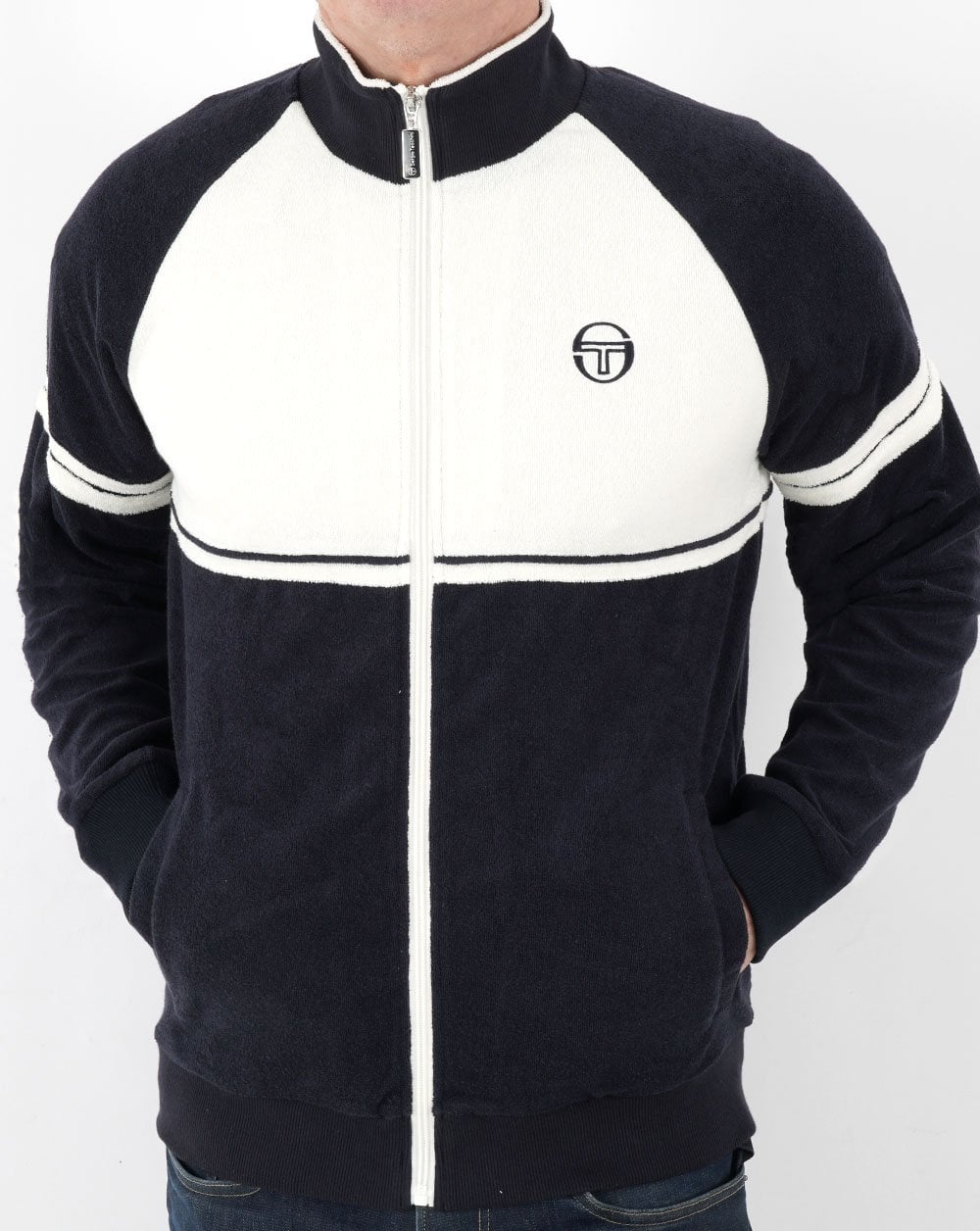 Sergio Tacchini Amancio Towelling Track Top Navy / White