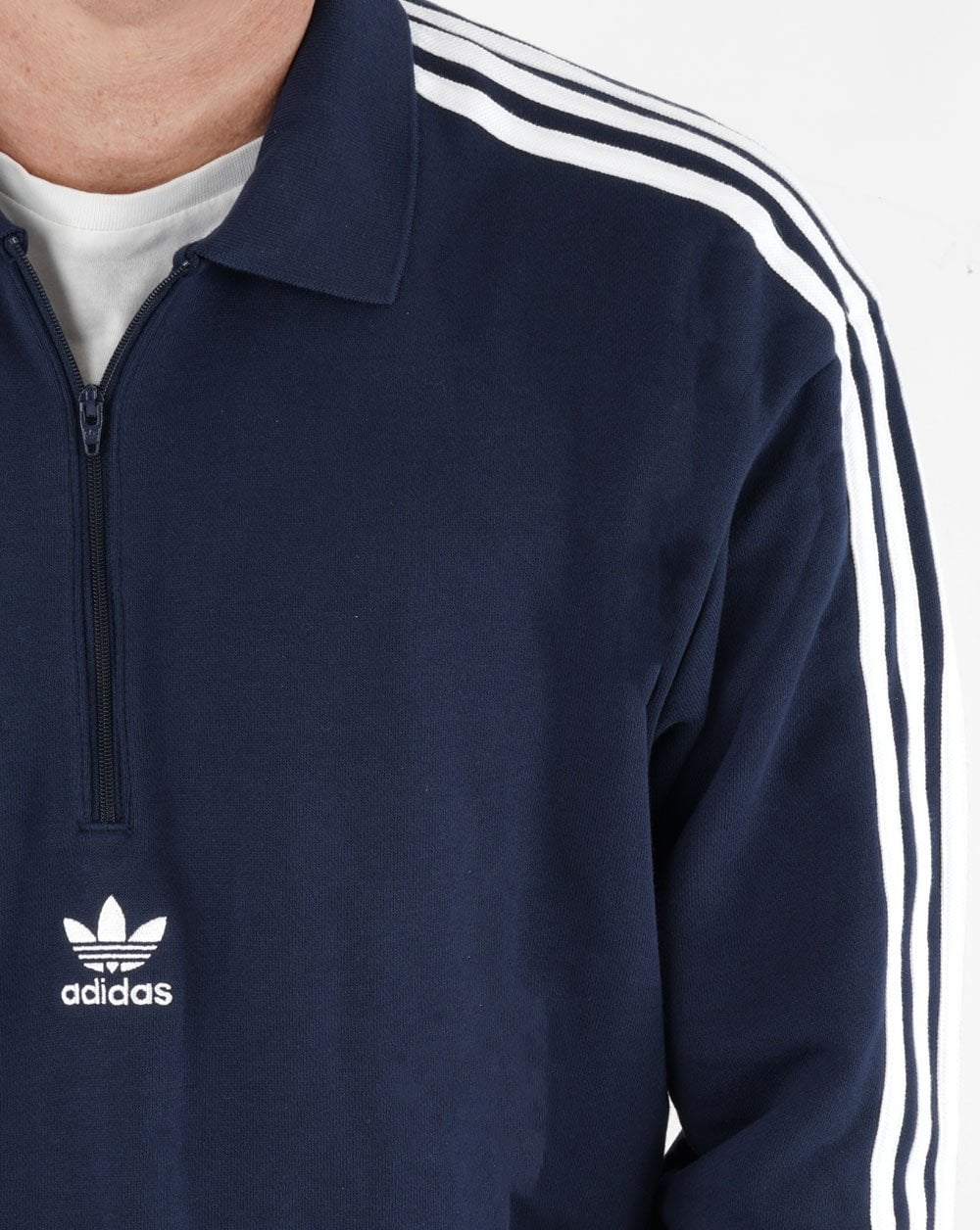 Adidas Originals 3 Stripes 1/4 Zip Sweat Navy