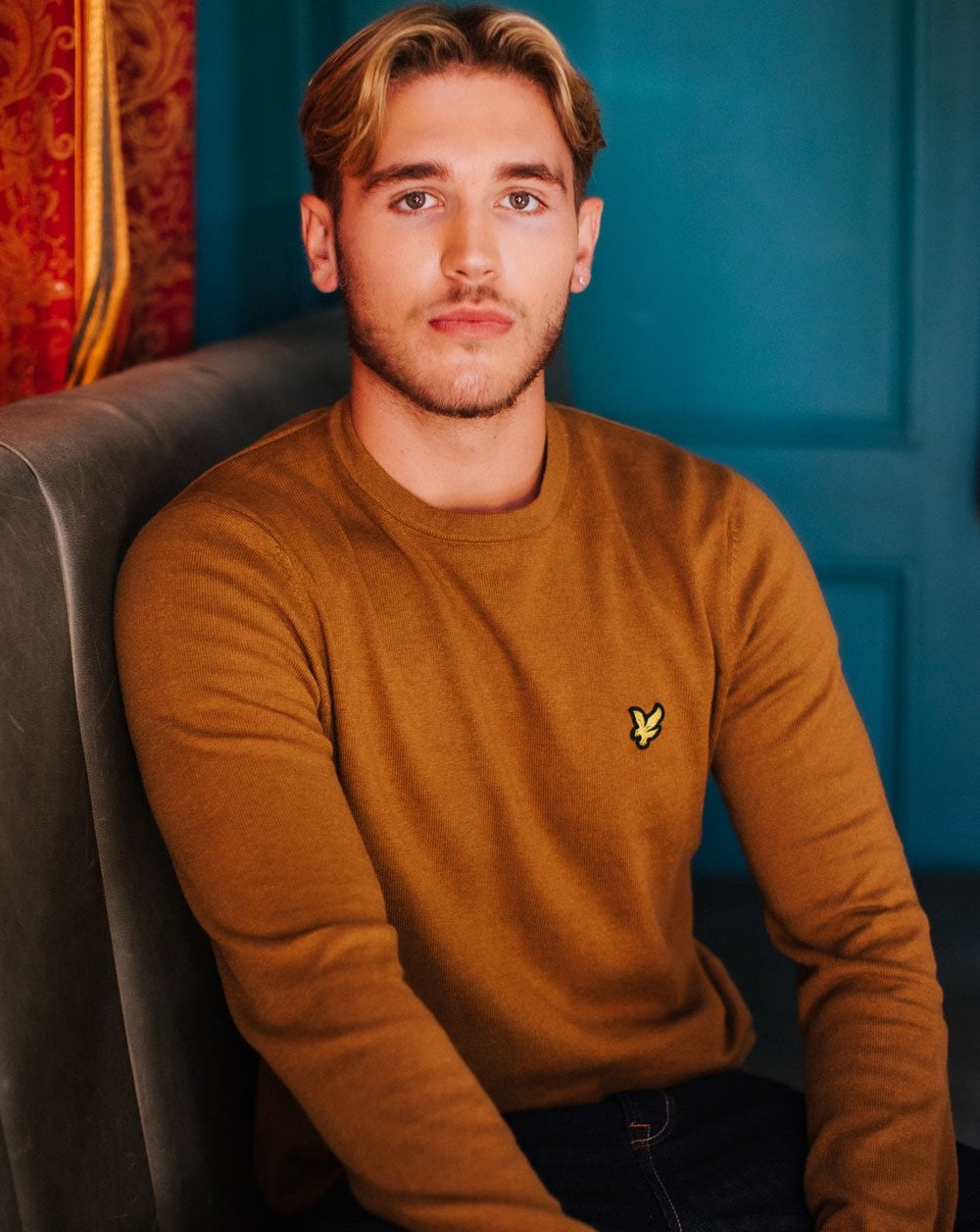 Lyle & Scott Cotton Merino Crew Jumper Gold