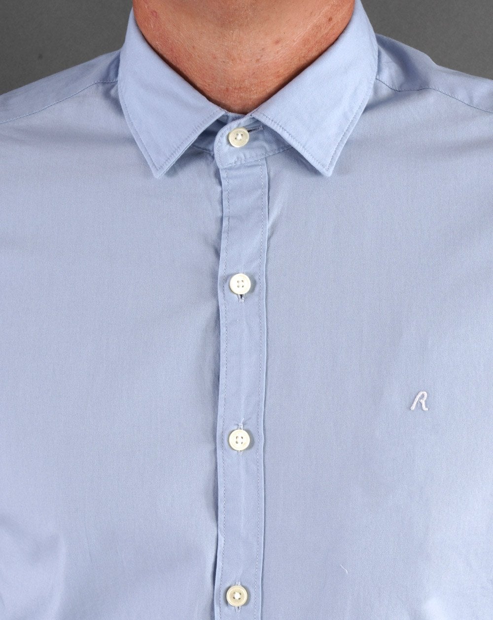 Replay Poplin Cotton Shirt Azure
