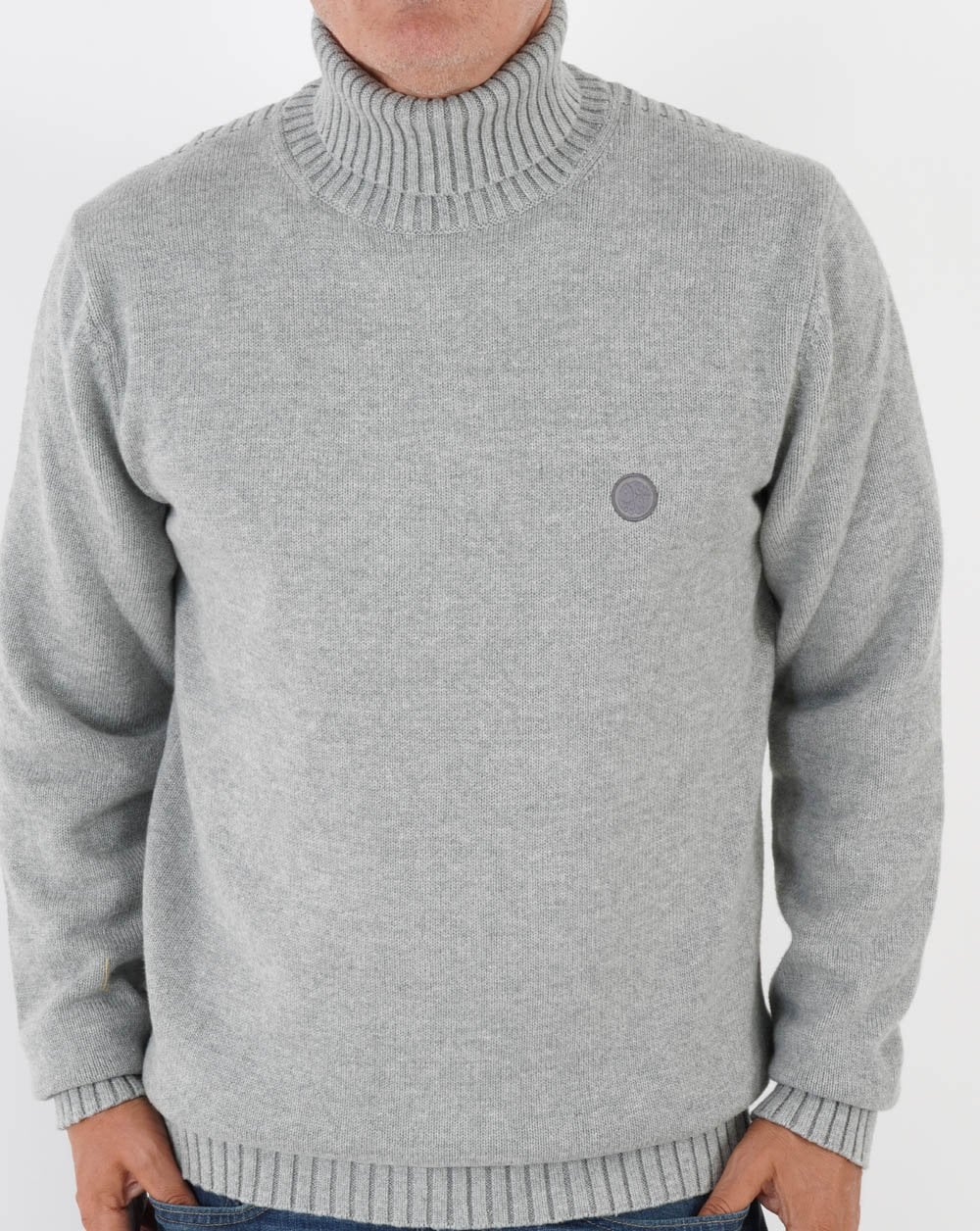 Pretty Green Roll Neck Knitted Jumper Grey