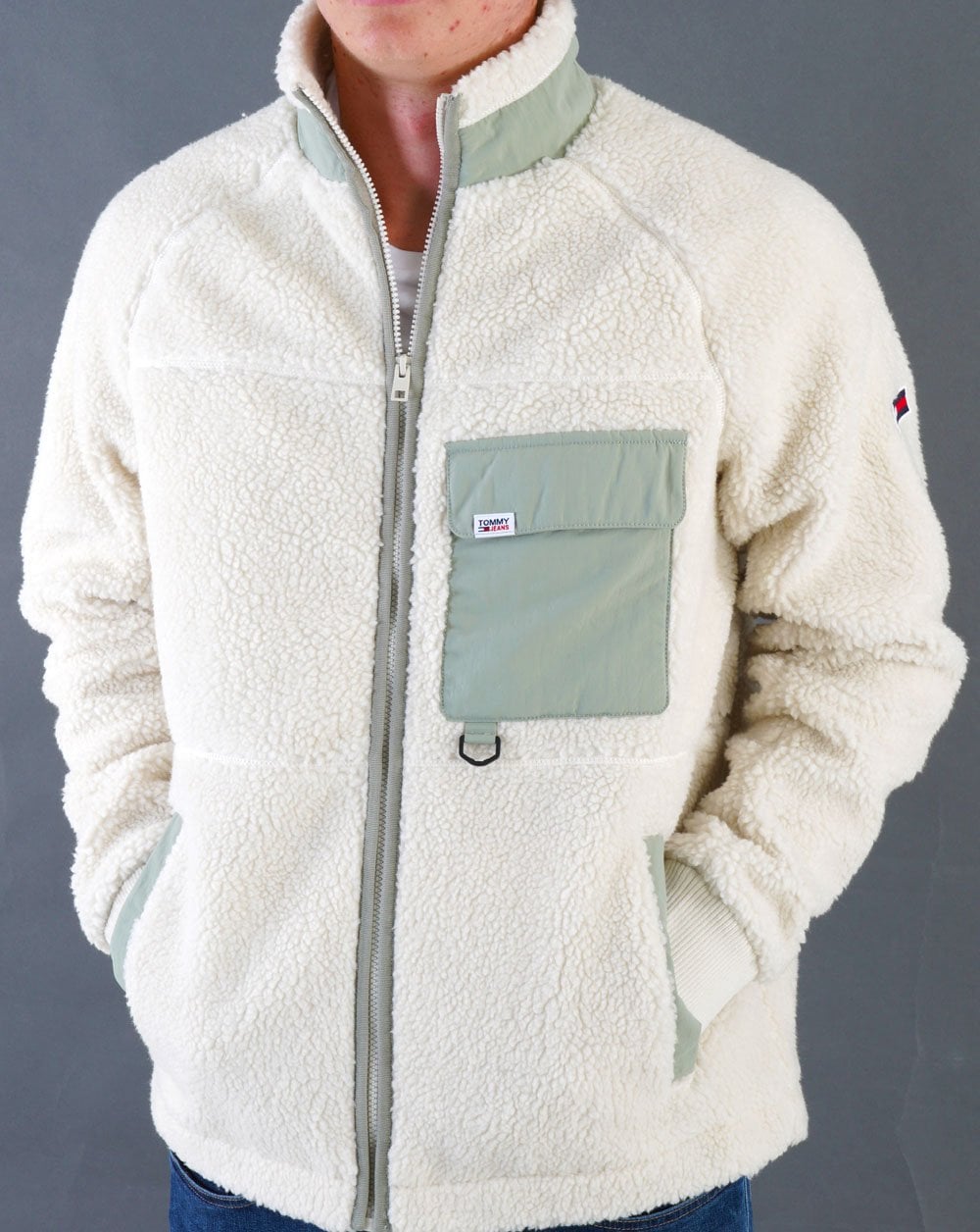 Tommy Jeans Sherpa Fleece Jacket Ancient White