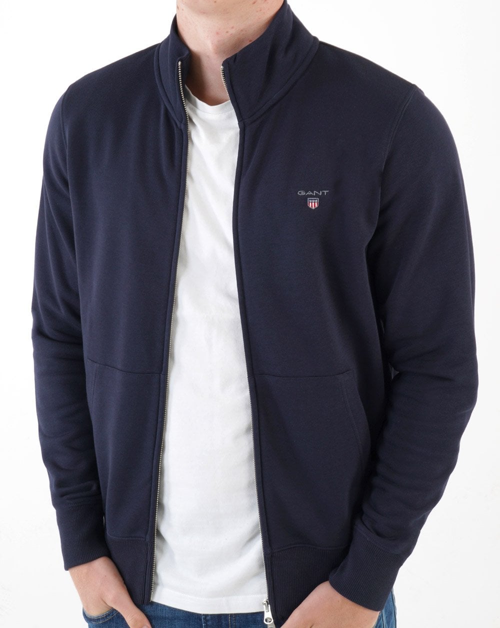 Gant Full Zip Sweat Navy Blue