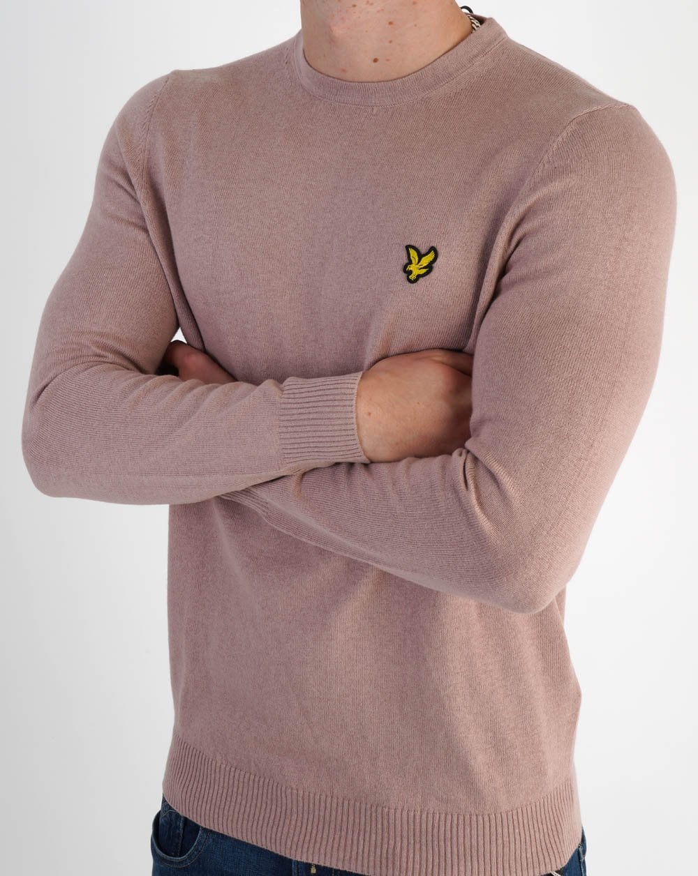 Lyle & Scott Cotton Merino Crew Jumper Mauve Dusk