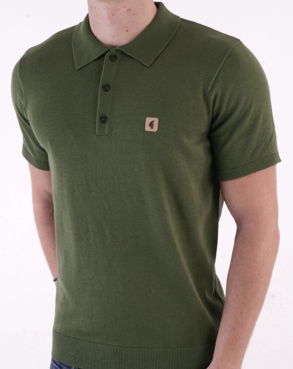 Gabicci Vintage Jackson Knitted Polo Olive Green
