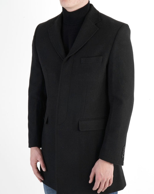 Trojan Trojan Crombie Style Woolmix Coat Black