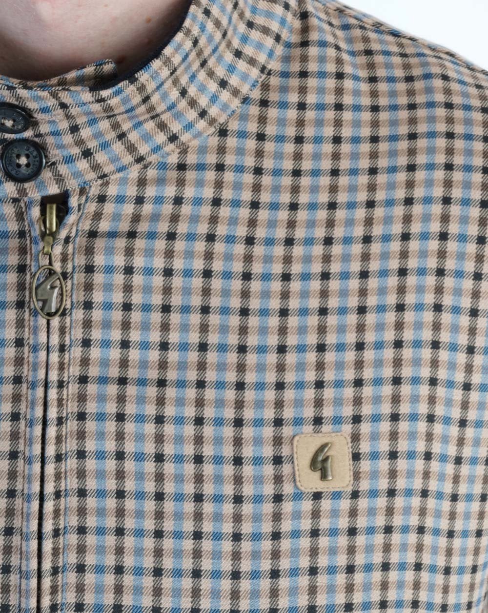 Gabicci Vintage Hadrian Checked Harrington Jacket Beige