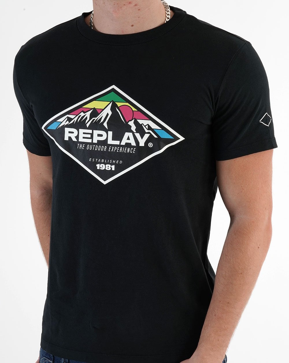 Replay Mountain Print T-shirt Black