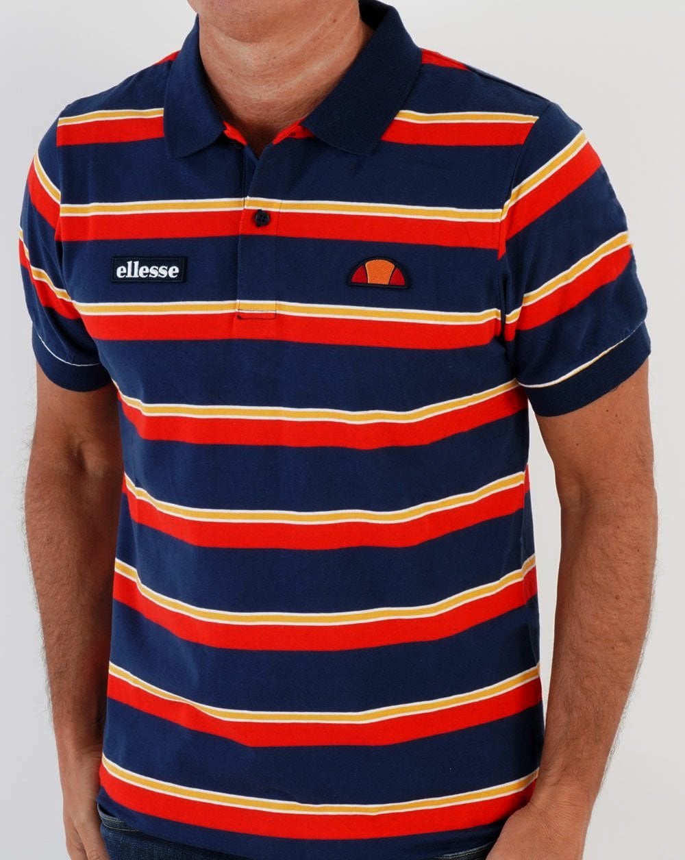 Ellesse Corp Multi Stripe Polo Shirt Navy