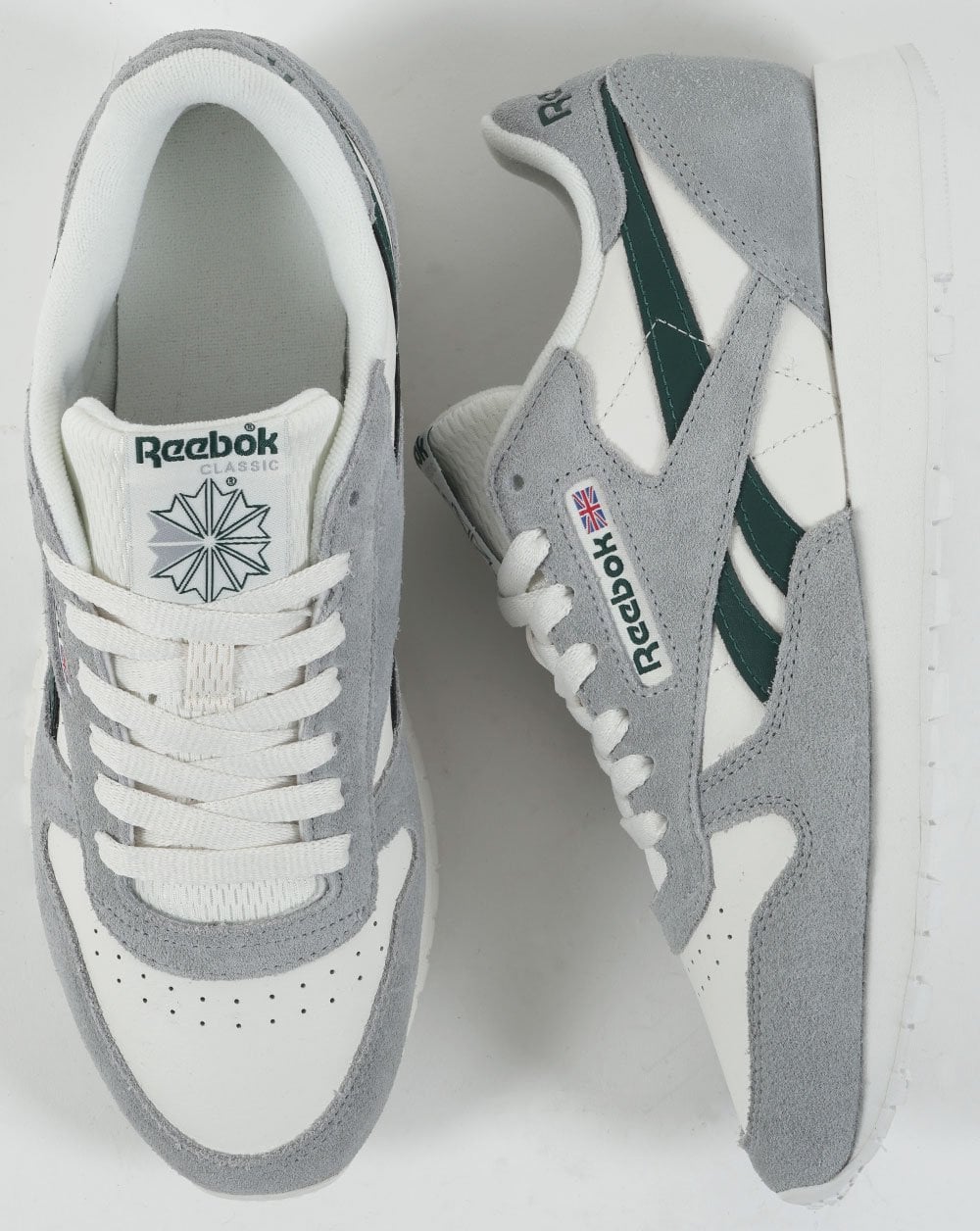 Reebok Classic Leather Trainers Chalk White / Grey / green