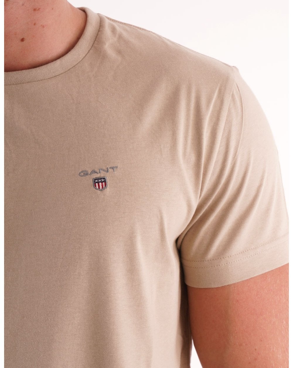 Gant Solid Crew Neck T Shirt Beige