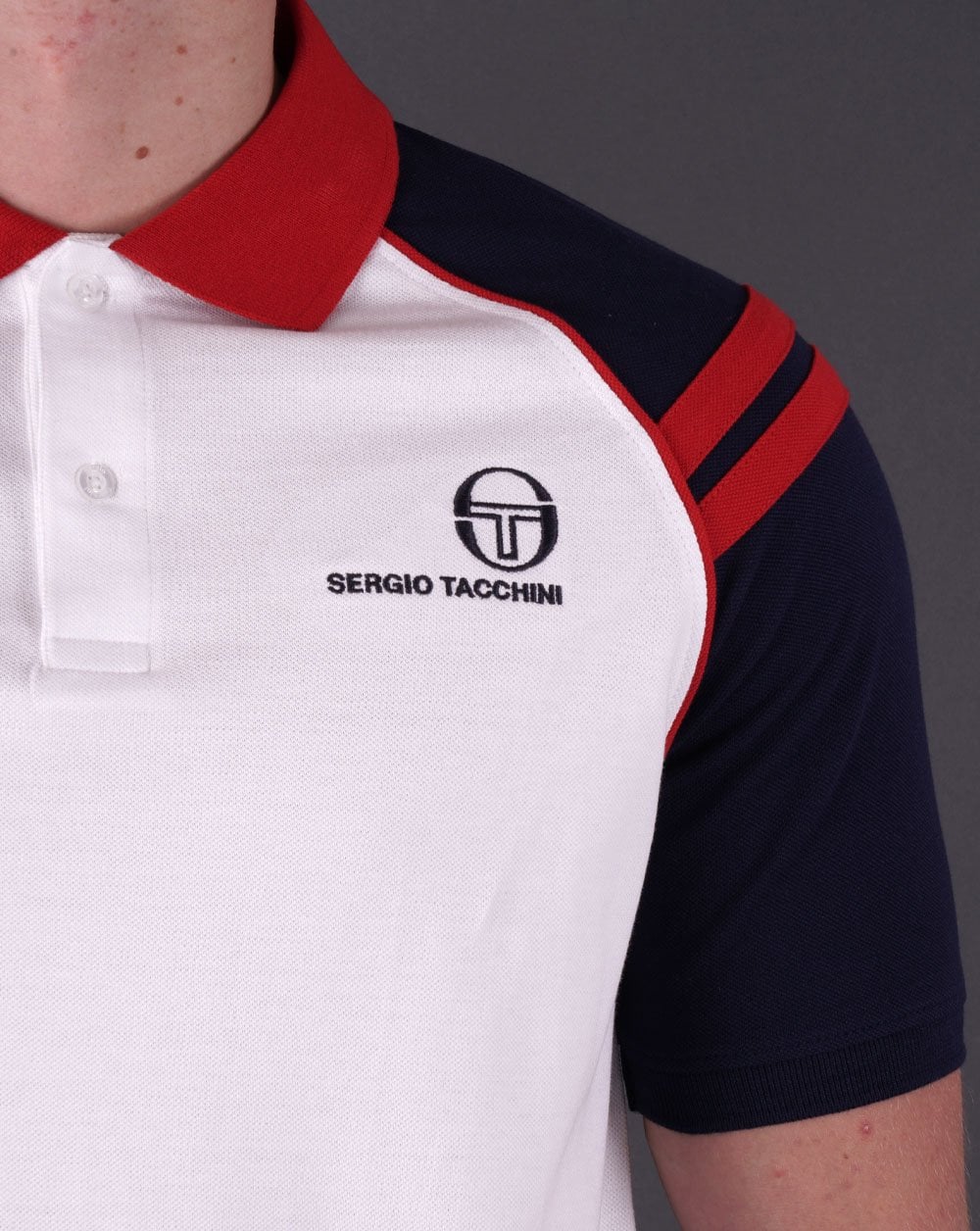 Sergio Tacchini Cortona Polo Shirt White/Navy Blue
