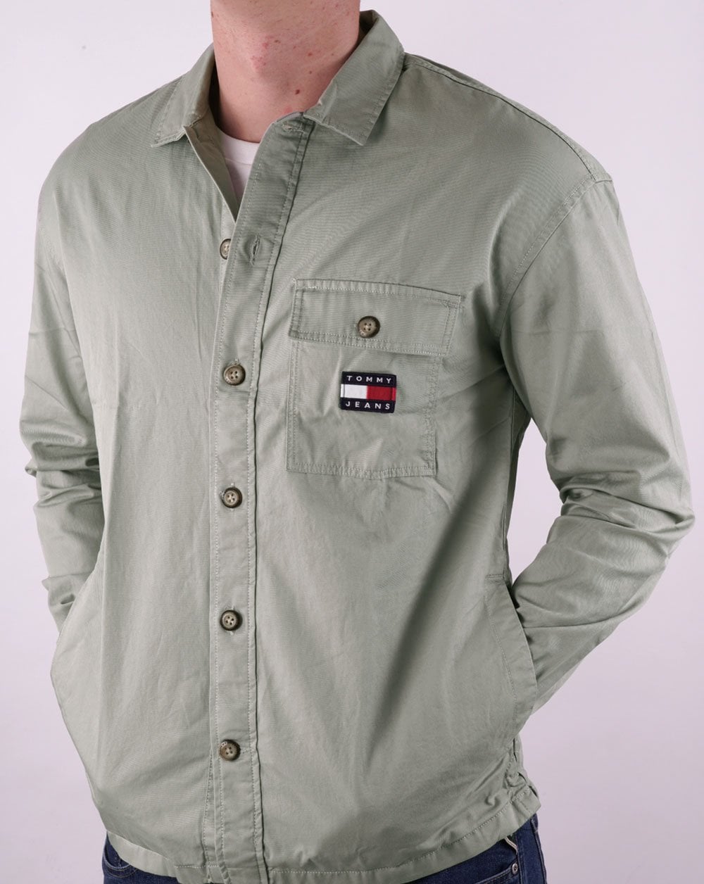 Tommy Jeans Cotton Overshirt Faded Green