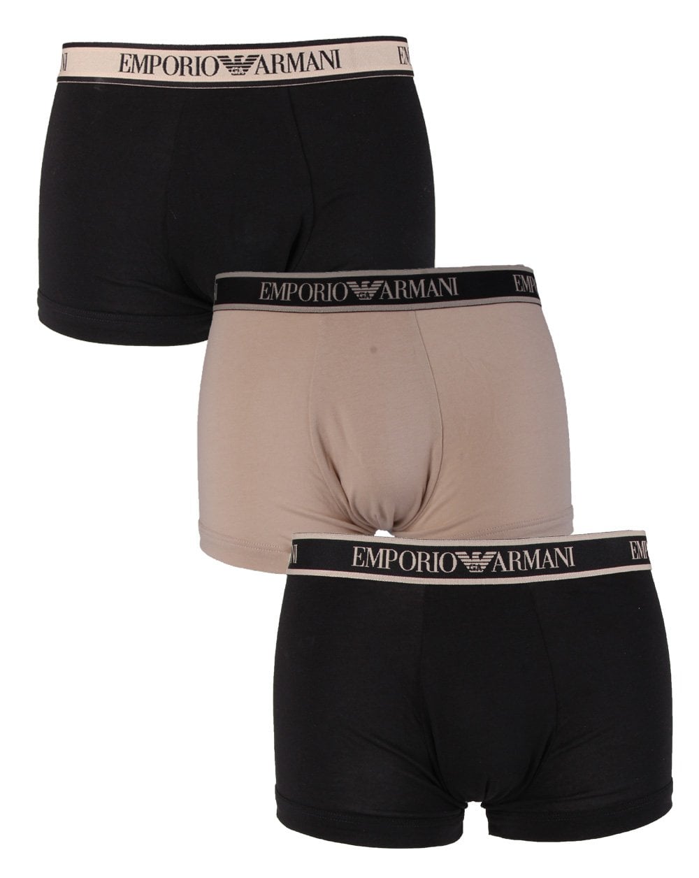 Emporio Armani 3 Pack Boxer Shorts Black/Beige