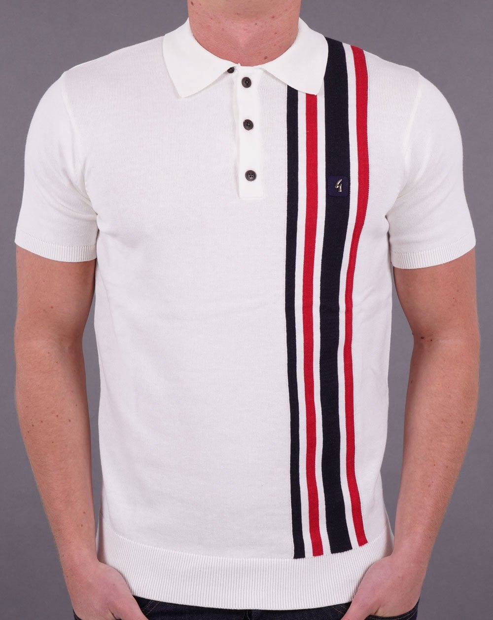 Gabicci Vintage Soda Knit Polo Off White