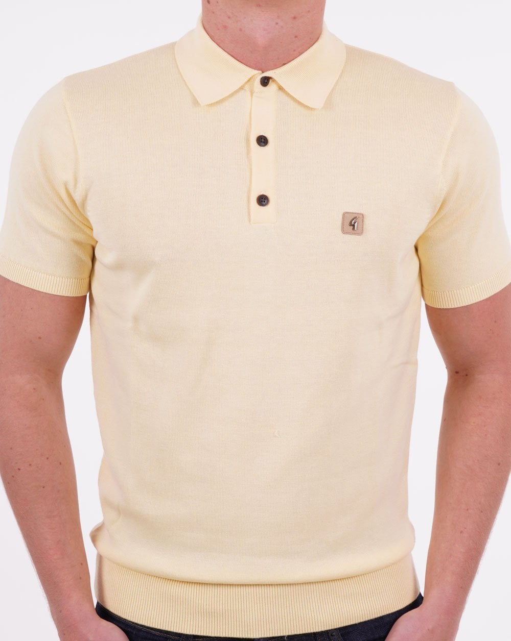 Gabicci Vintage Jackson Knitted Polo Lemon