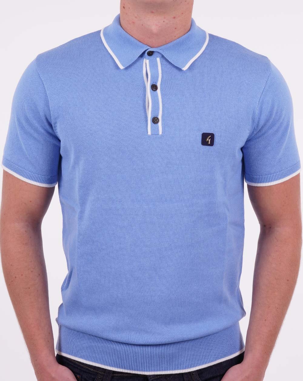 Gabicci Vintage Lineker Knitted Polo Marina Blue