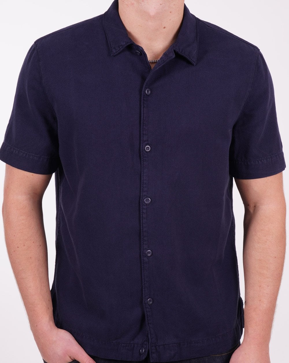 Benetton Riviera Twill SS Shirt Navy