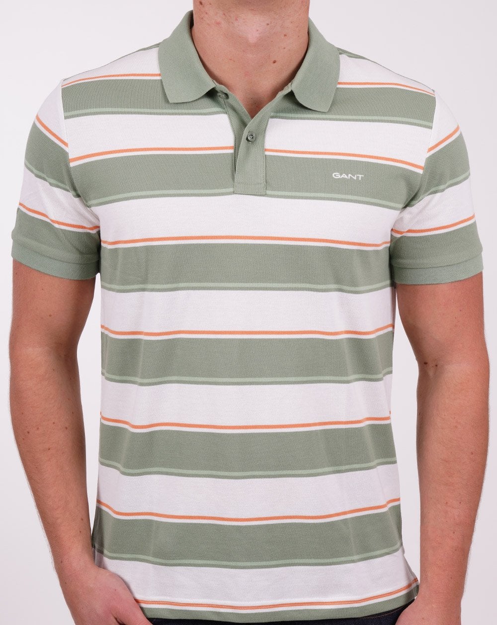 Gant Multi Stripe Pique Polo Shirt Green